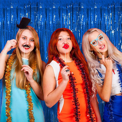 3 Pack Blue Backdrop Party Streamers Ocean Themed Decor Birthday Party Decorations Foil Fringe