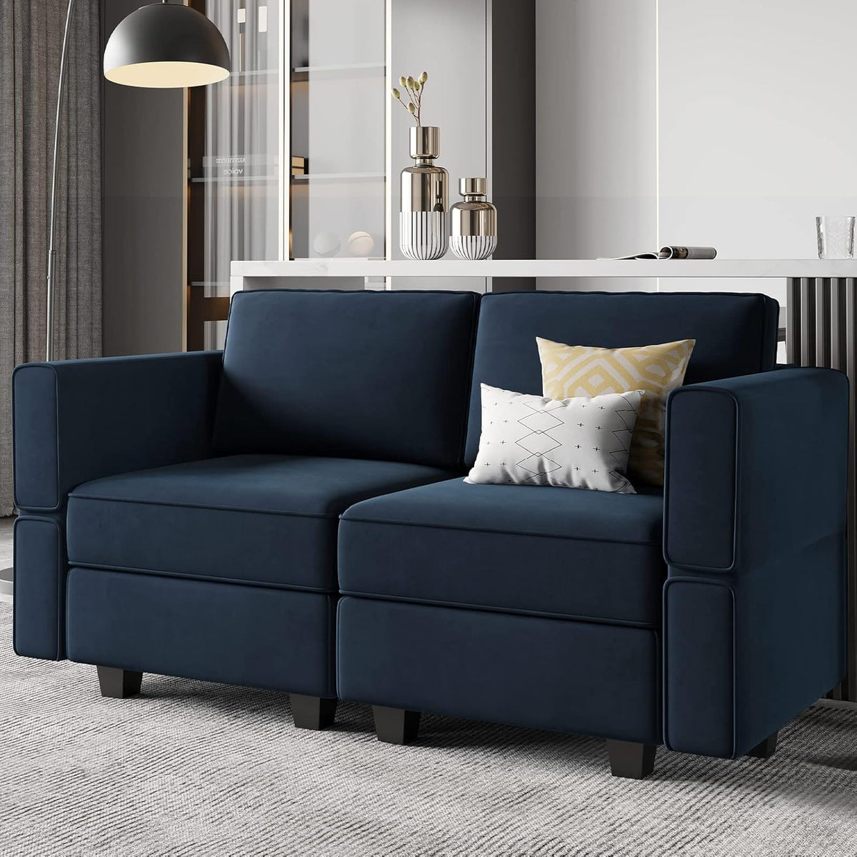 Belffin Modular Loveseat Sofa Couch with Storage Seats Velvet 2 Seater Love Seats for Small Spaces