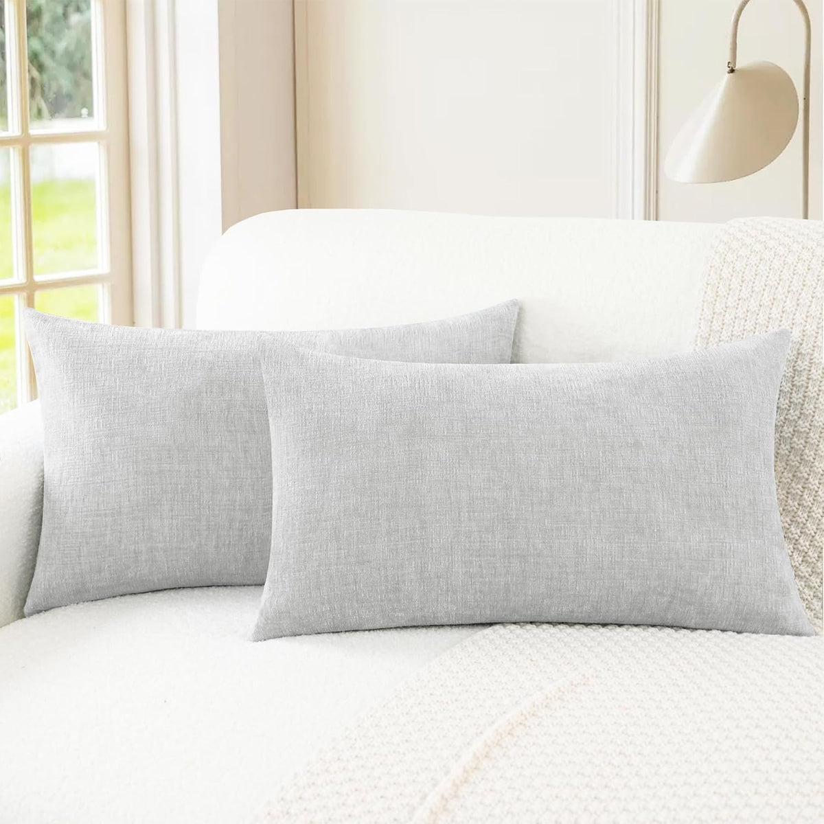 CaliTime Throw Pillow Covers Decorative 12 X 20 Inches Pack of 2 Cozy Chenille Cushion Cases for