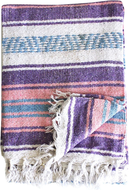 Del Mex Classic Mexican Blanket, Large Authentic Woven Falsa Throw (70"x50"), Artisan Southwest