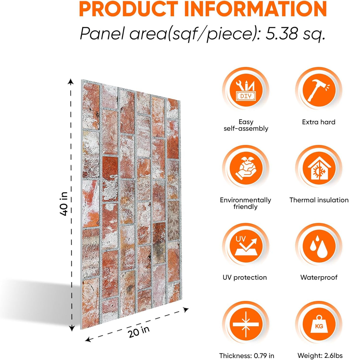 IZODEKOR 3D Wall Panels Brick Effect - Cladding, Stone Look, Styrofoam Facing for Living Room