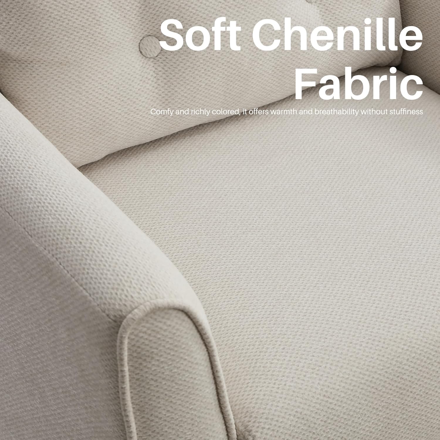 Modern Accent Chair with Wooden Legs Plush Fabric Armchair Chenille Side Single Sofa Chair for