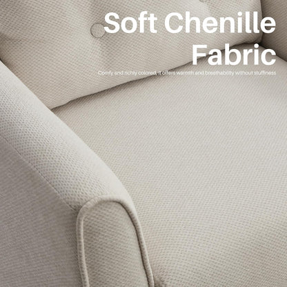 Modern Accent Chair with Wooden Legs Plush Fabric Armchair Chenille Side Single Sofa Chair for