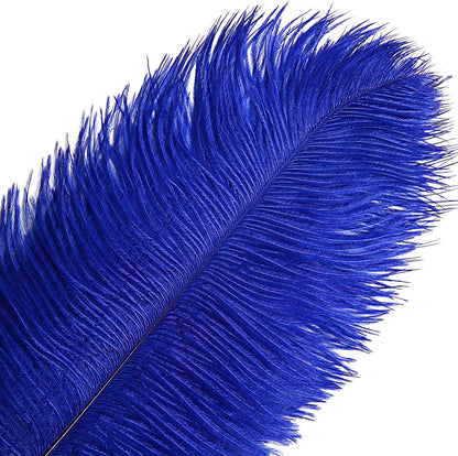 THARAHT Blue Ostrich Feathers 12pcs Large Natural Bulk 16-18Inch 40cm-45cm for Wedding Party