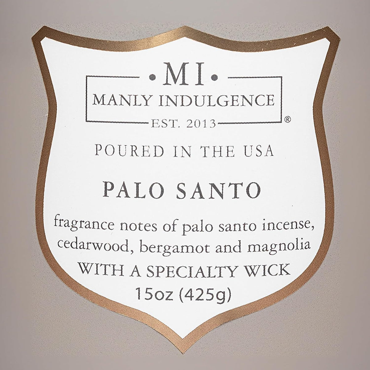 Manly Indulgence Palo Santo Scented Candles for Men, 15 oz Wooden Wick, Premium Soy Blend Wax, 60H