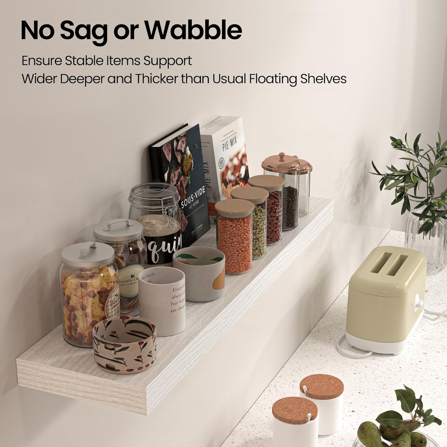Floating Shelves for Wall, 36" W x 8" D x 1.5" H, Wooden Wall Mounted Display Shelves with