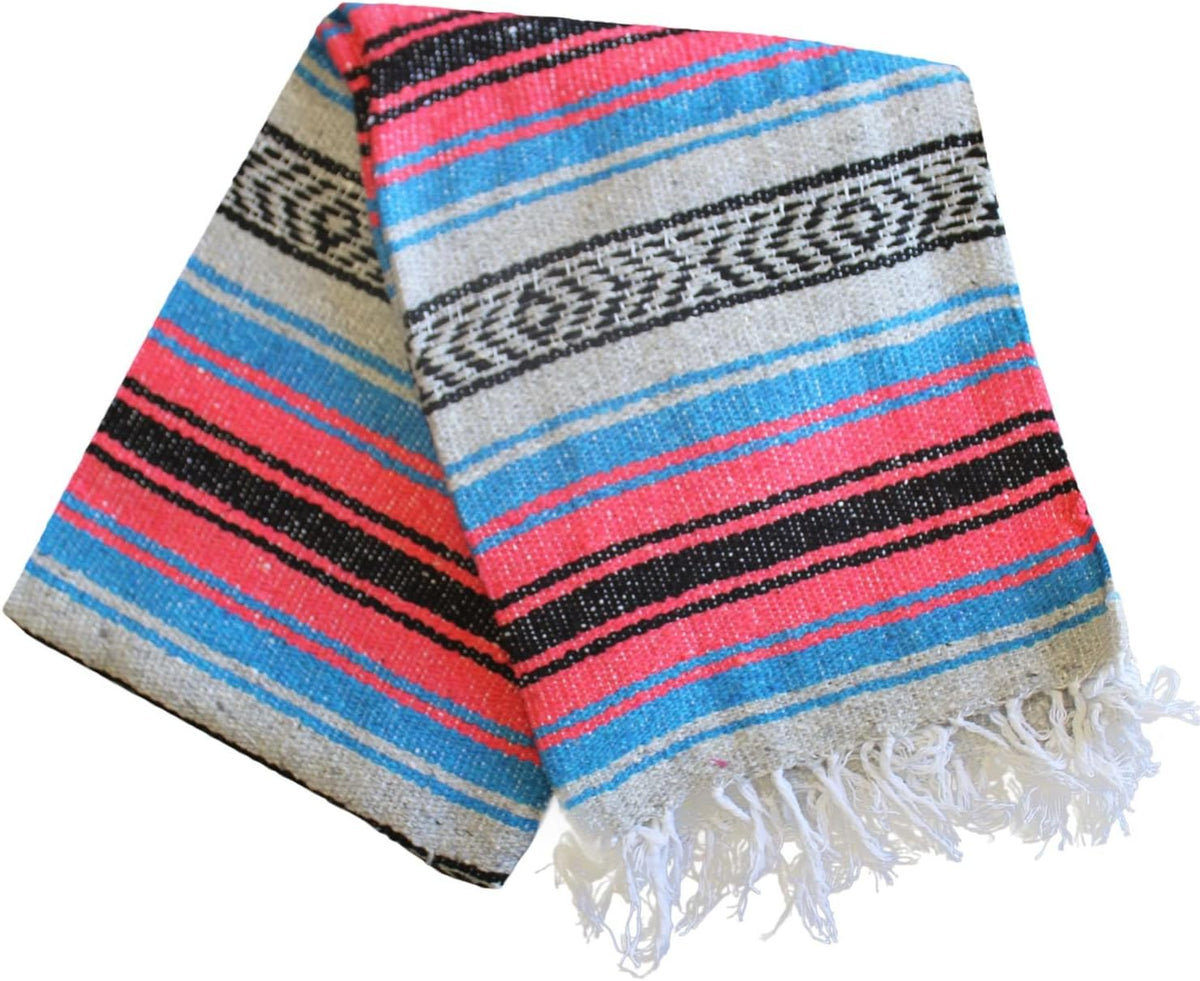 Del Mex Classic Mexican Blanket, Large Authentic Woven Falsa Throw (70"x50"), Artisan Southwest