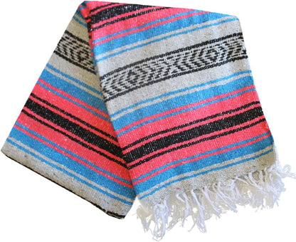 Del Mex Classic Mexican Blanket, Large Authentic Woven Falsa Throw (70"x50"), Artisan Southwest