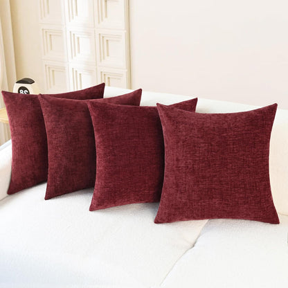 CaliTime Throw Pillow Covers Decorative 18 X 18 Inches Pack of 4 Cozy Chenille Cushion Cases for