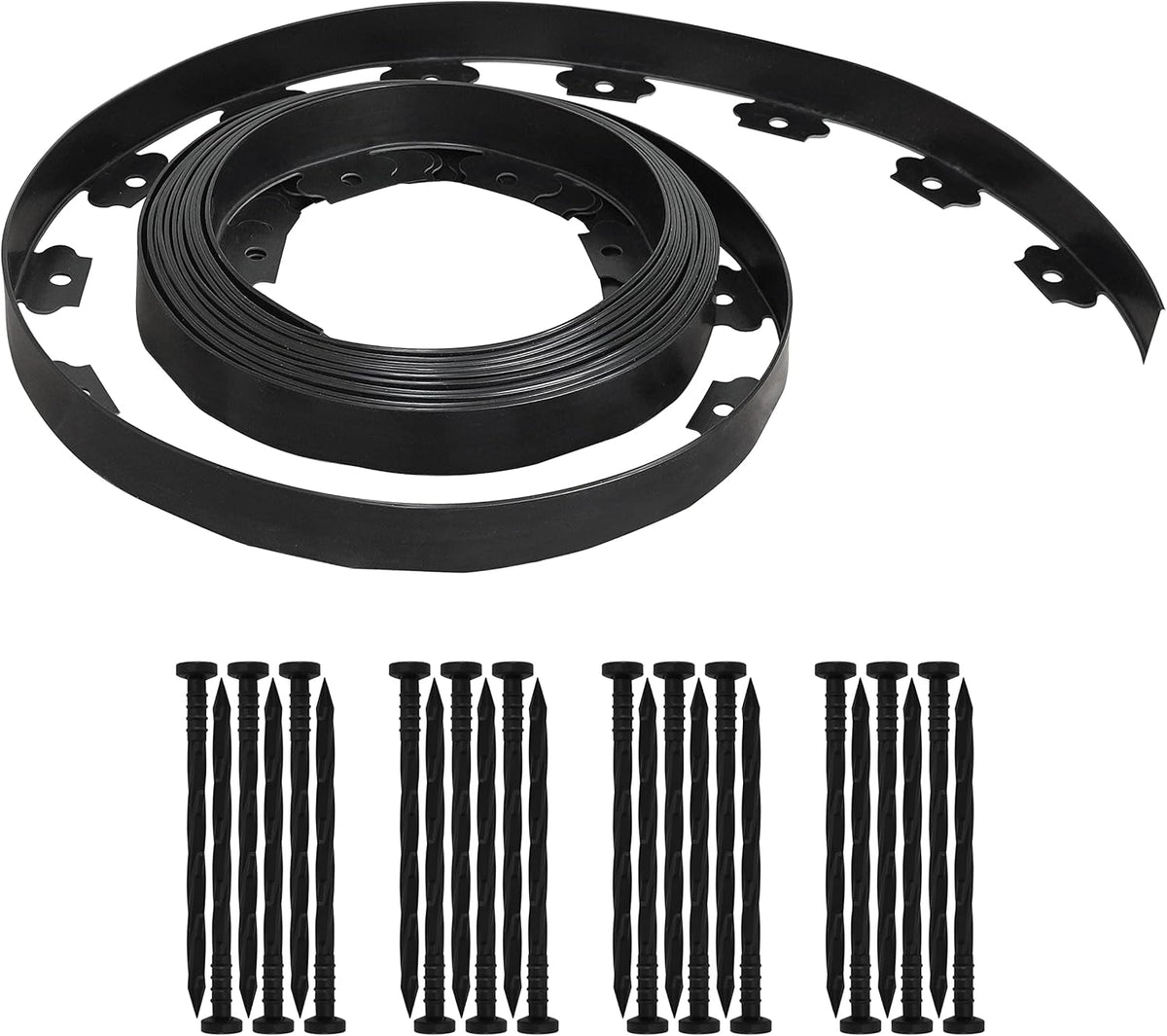 Gardzen 1.5" x 20' Landscape Edging Kit, Garden Edging Coil Comes with 24 Pcs Spikes, No Dig Lawn