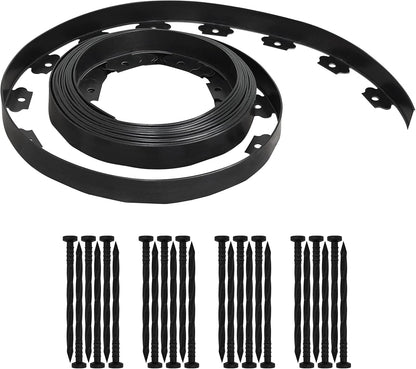 Gardzen 1.5" x 20' Landscape Edging Kit, Garden Edging Coil Comes with 24 Pcs Spikes, No Dig Lawn