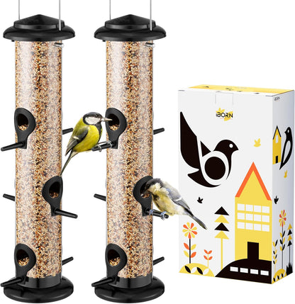 iBorn Metal Bird Feeder Hanging Wild Bird Seed Feeder for Mix Seed Blends Heavy Duty All Metal
