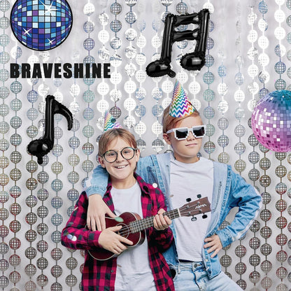 BRAVESHINE Hanging Balls Party Streamers Backdrop - 2 Pack Silver Tinsel Foil Curtain Photo Fringe