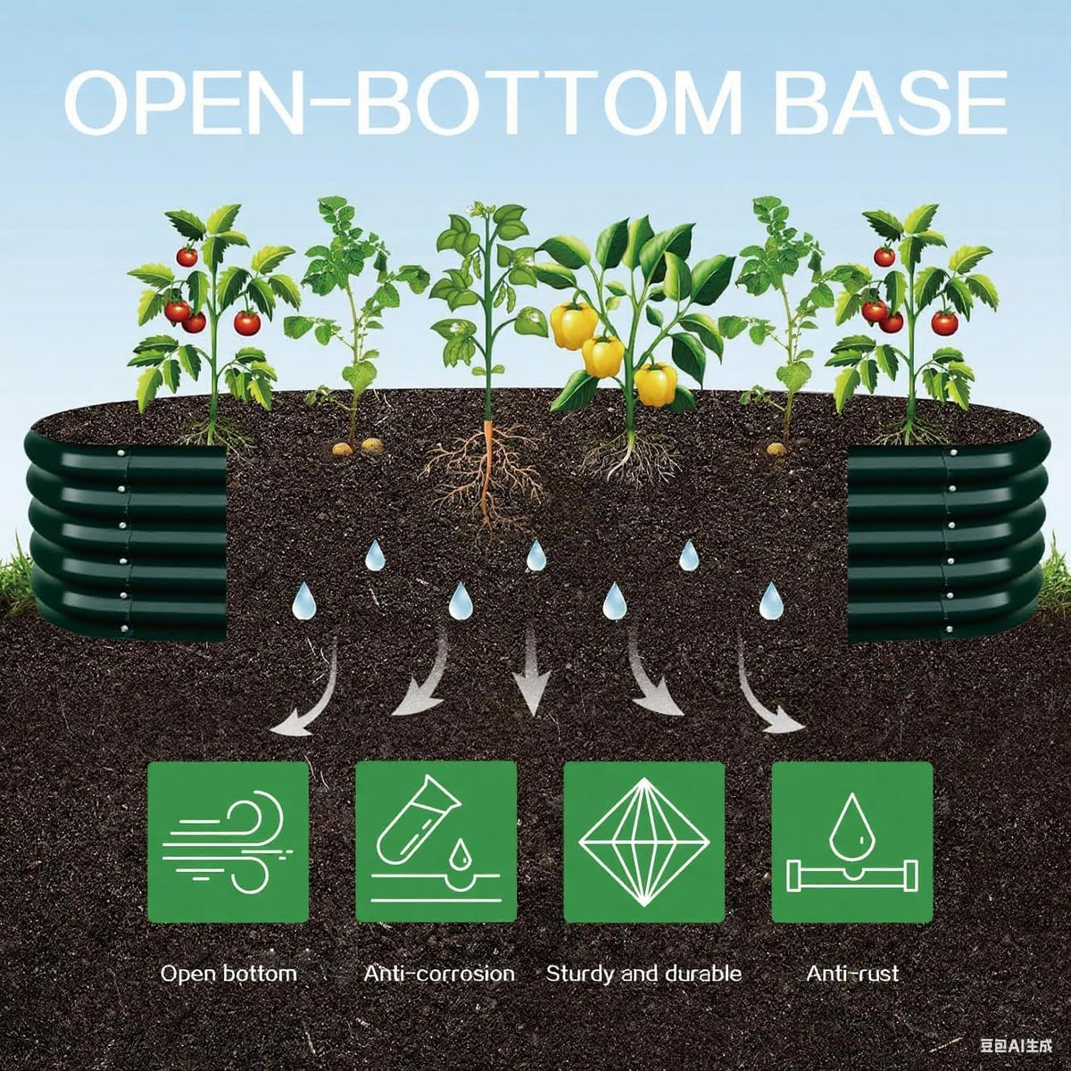 Gardmax Galvanized Raised Garden Bed, Lightweight Planter Boxes Outdoor with Easy Assembly, Large