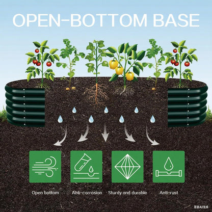 Gardmax Galvanized Raised Garden Bed, Lightweight Planter Boxes Outdoor with Easy Assembly, Large