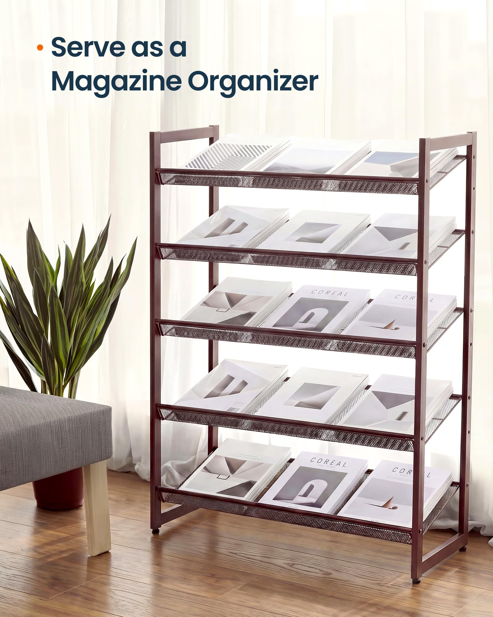 SONGMICS HOME 5-Tier Stackable Shoe Rack, Metal Shoe Organizer for Closet, Entryway, Garage, Flat