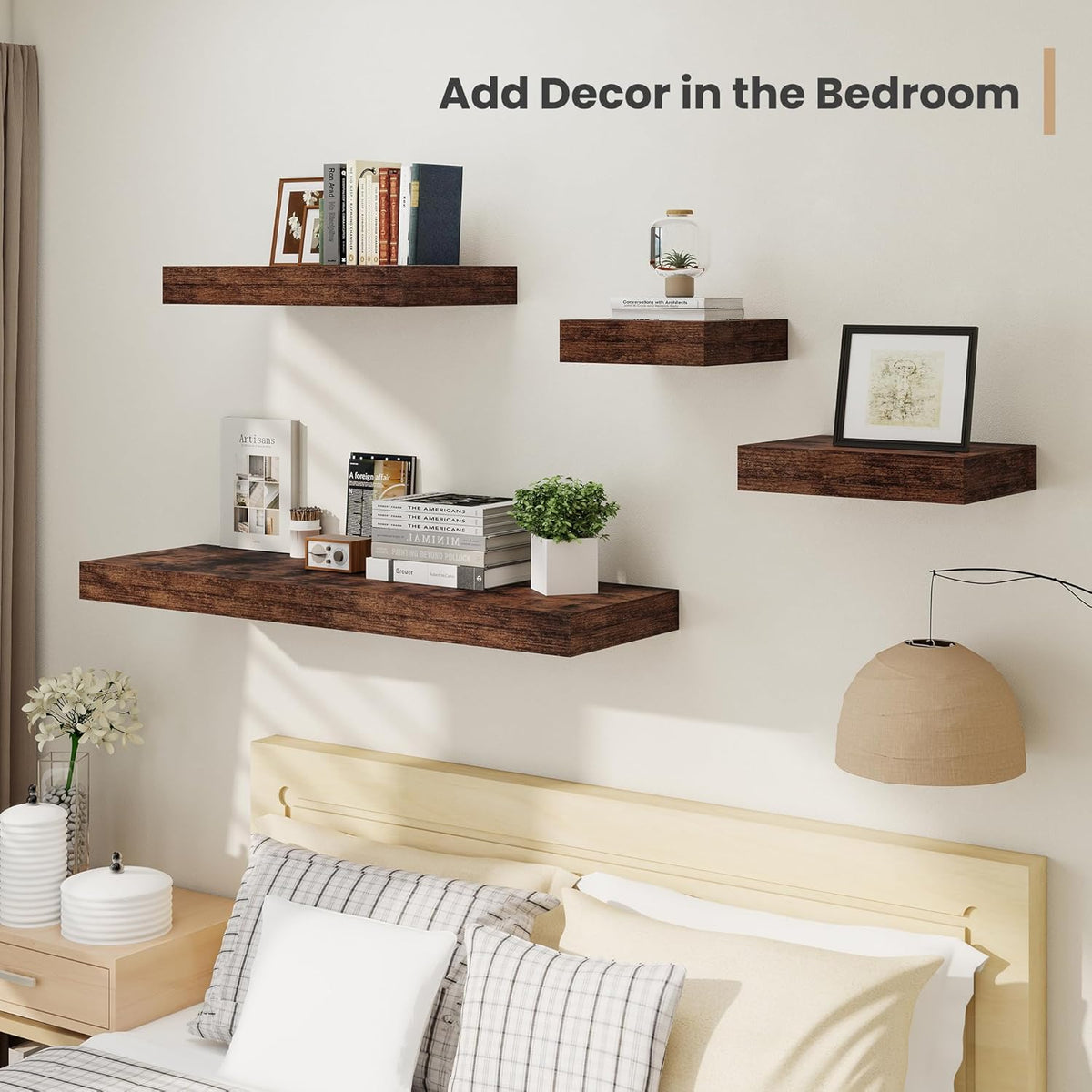 Heimlove 12 Inch Deep Floating Shelves, 12 x 12 inches Long Wall Shelf, Large Extra Display Shelf &