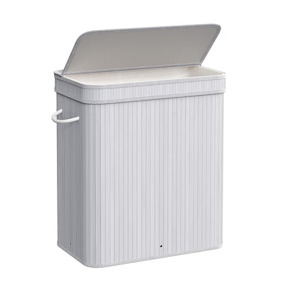 SONGMICS Laundry Hamper with Lid, Bamboo Laundry Basket, Removable Machine Washable Laundry Basket