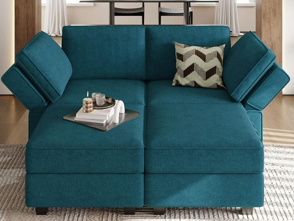Bellfin Modular Sectional Sleeper Sofa Convertible Sofas with Storage Ottomans Small Sectional