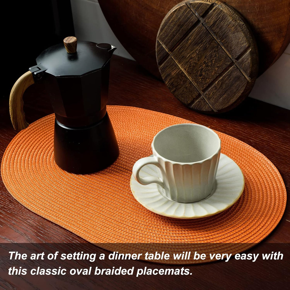 AHHFSMEI Placemats Set of 6 for Dining Table Washable Woven Vinyl Non-Slip 18x12 inches Placemat