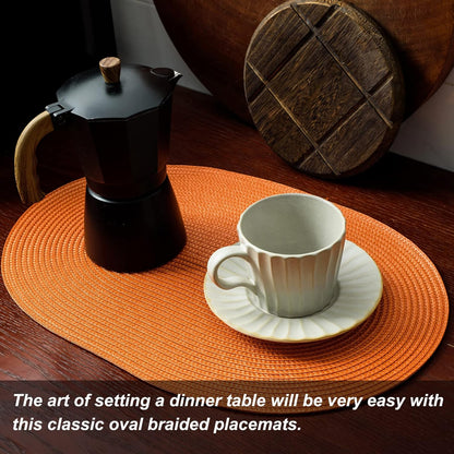 AHHFSMEI Placemats Set of 6 for Dining Table Washable Woven Vinyl Non-Slip 18x12 inches Placemat