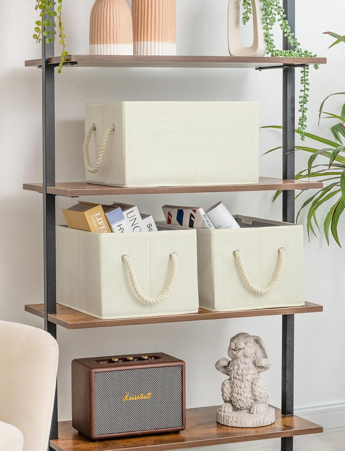 StorageWorks Storage Baskets for Shelves, Foldable Fabric Closet Storage Bins with Handles, Fabric