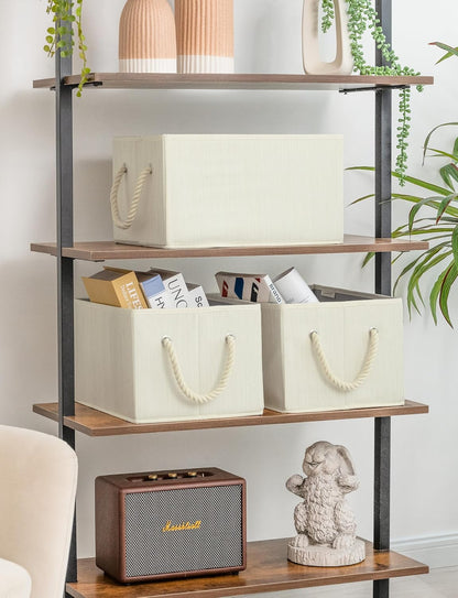 StorageWorks Storage Baskets for Shelves, Foldable Fabric Closet Storage Bins with Handles, Fabric