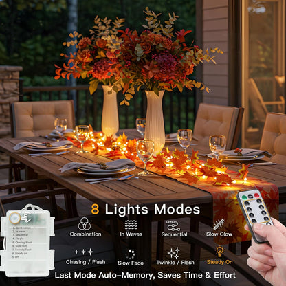suddus Vine with Fairy Lights Battery Operated, 33ft 100 LED Maple Leaf String Lights with Remote