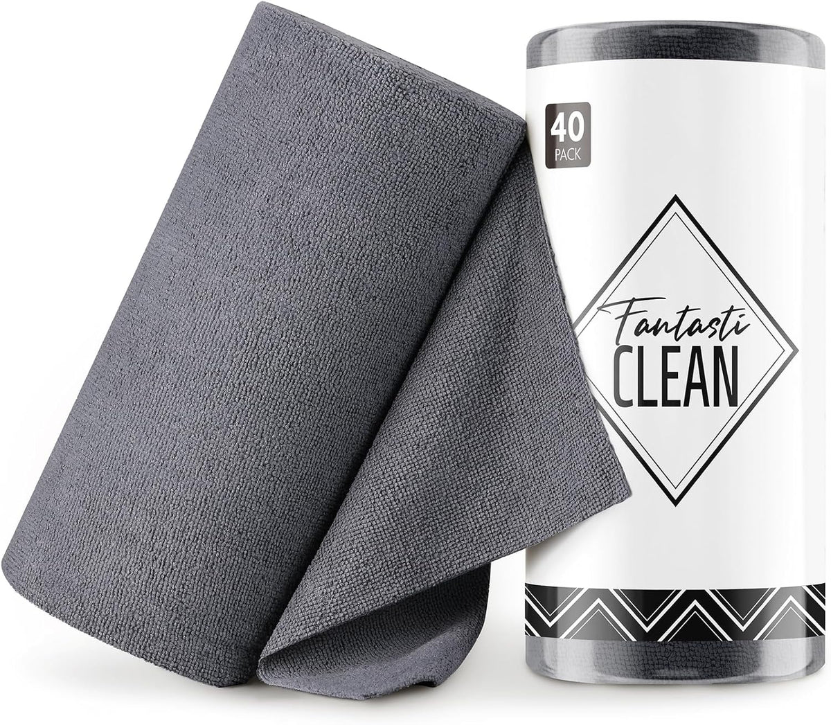 Fantasticlean Microfiber Cleaning Cloth Roll -40 Pack, Tear Away Microfiber Towels, 12" x 12"
