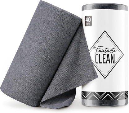 Fantasticlean Microfiber Cleaning Cloth Roll -40 Pack, Tear Away Microfiber Towels, 12" x 12"
