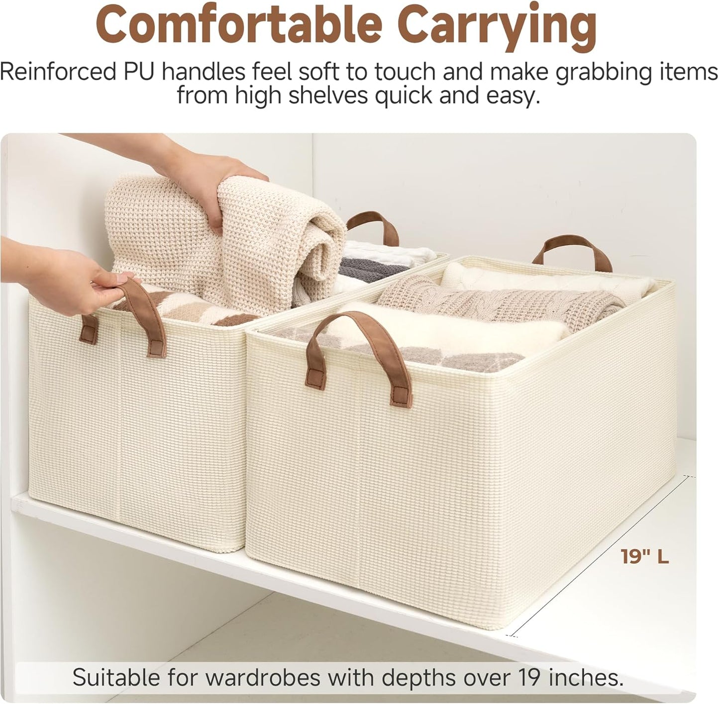 StorageWorks Storage Bins, Shelves Baskets for Organizing, 45L Extra Large Fabric Closet Organizers