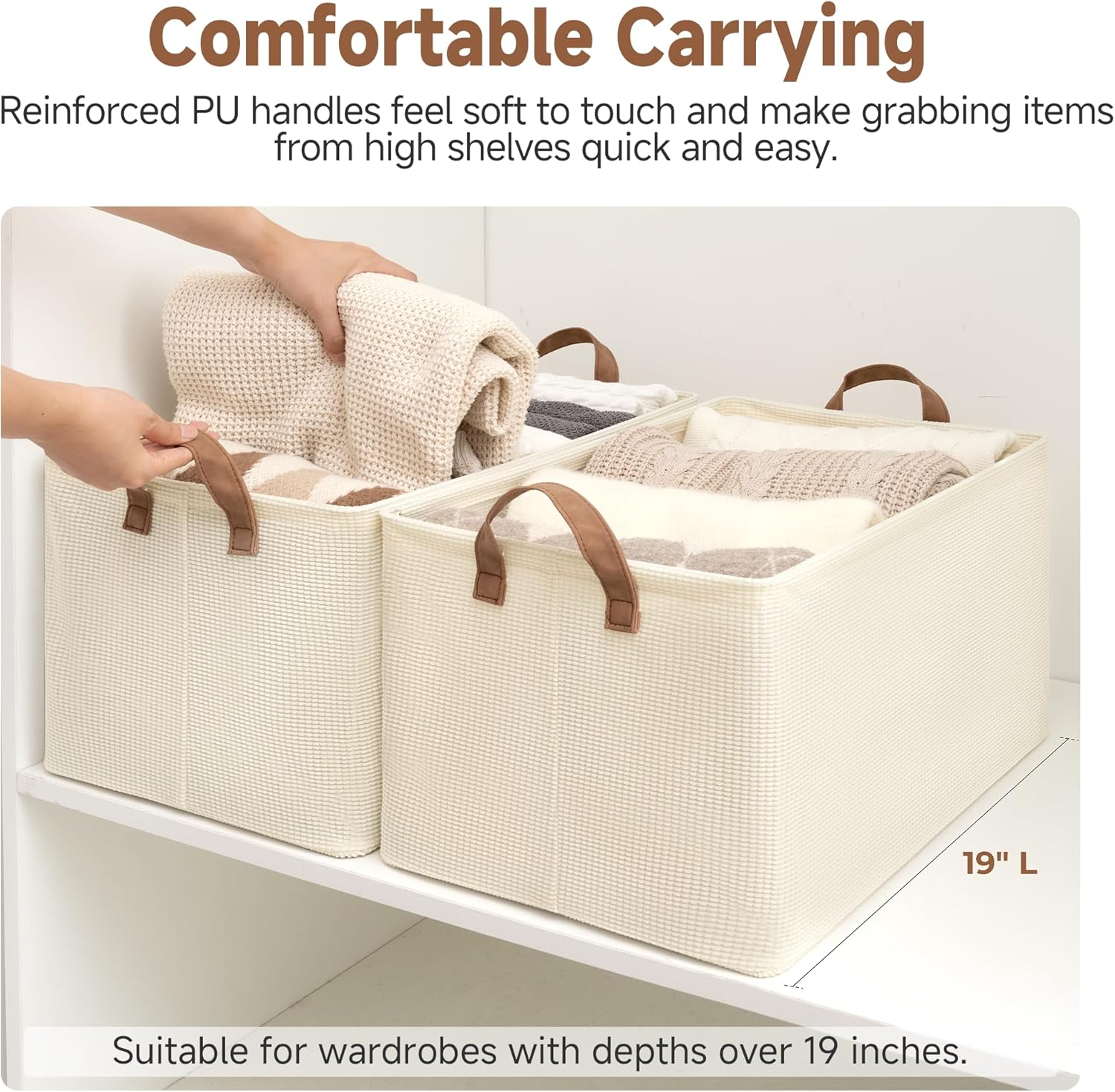 StorageWorks Storage Bins, Shelves Baskets for Organizing, 45L Extra Large Fabric Closet Organizers