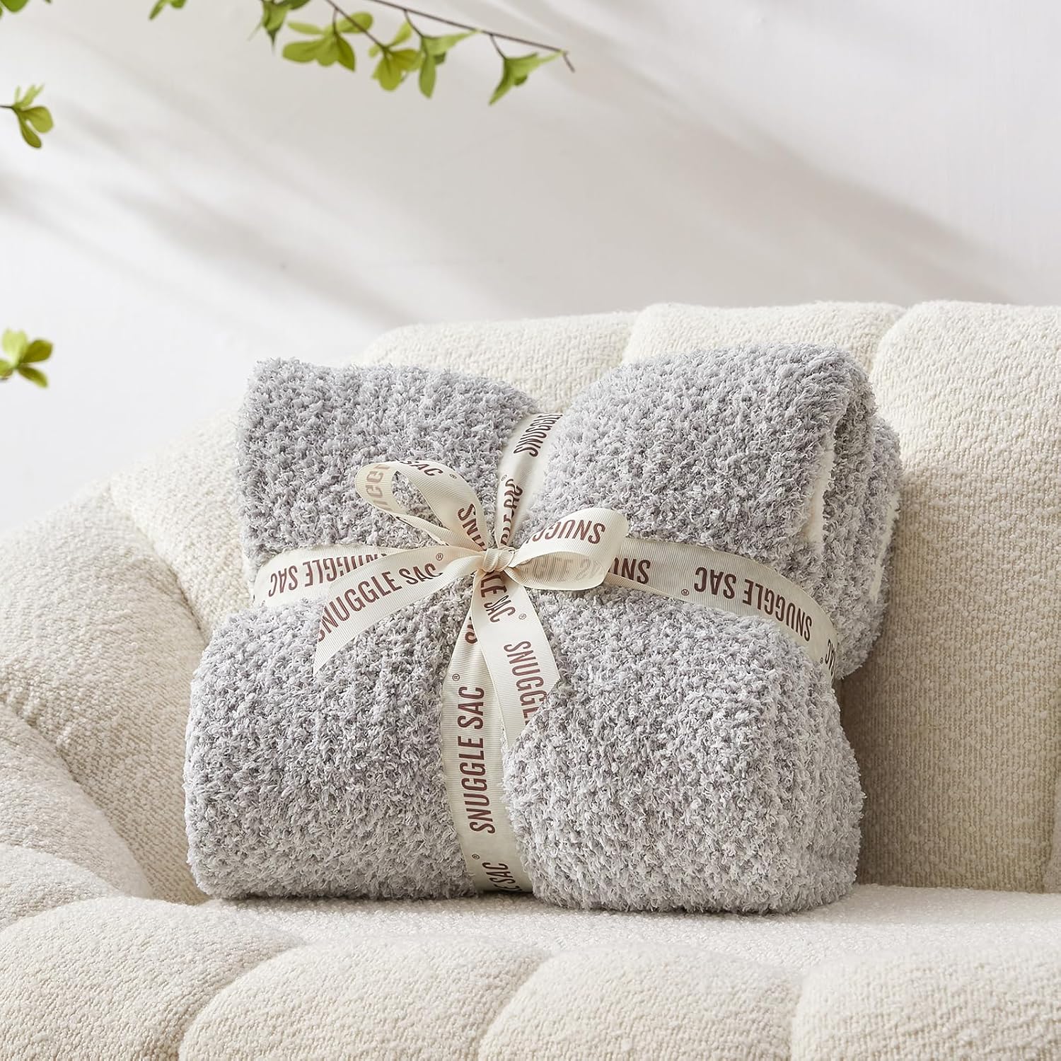 Snuggle Sac Oversized Grey Throw Blankets Twin Size,Super Soft Warm Blankets Cozy Knit Fuzzy Throw