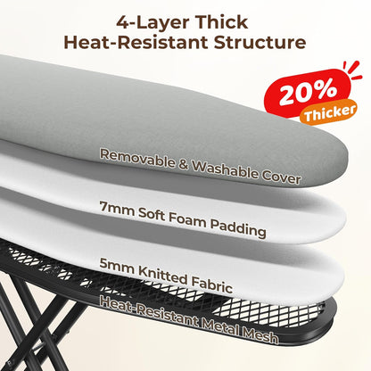Yaheetech Ironing Board, Compact Iron Board with Cord Holder, Steam Iron Rest and Bottom Storage