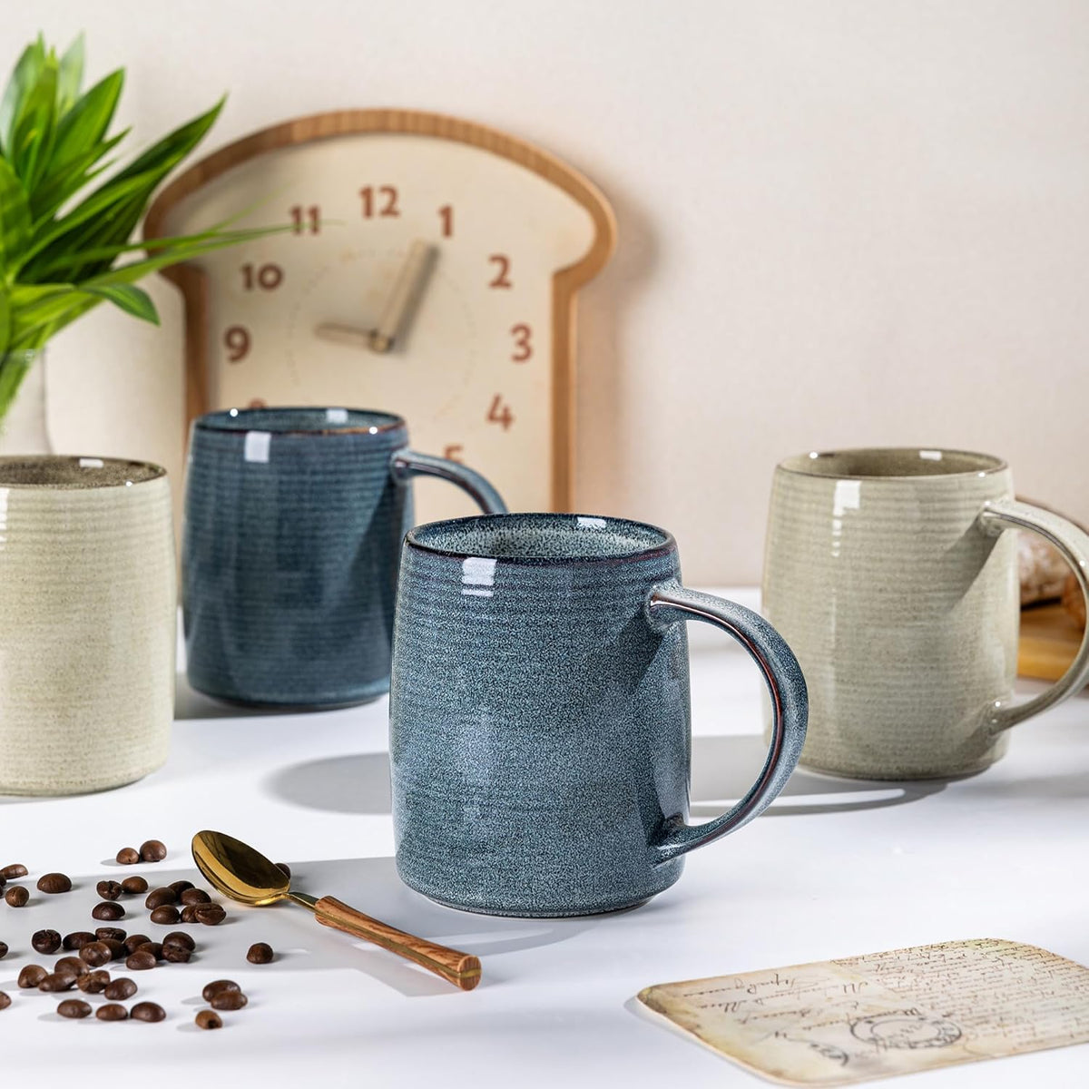 GBHOME Large Coffee Mugs Set of 4, 18oz Handmade Ceramic Coffee Mugs Set with Gradient color for