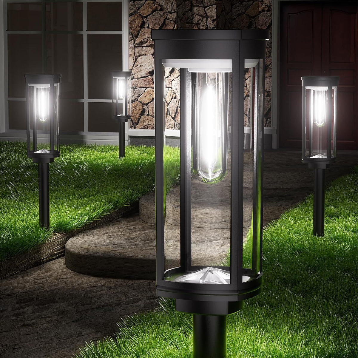 Solar Pathway Lights Outdoor,6 Pack Solar Lights Outdoor, IP65 Waterproof Auto On/Off Solar Garden
