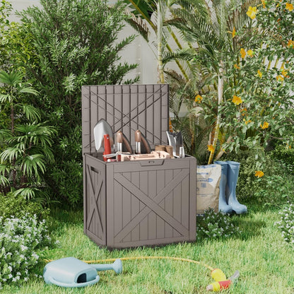 Vixzen 32 Gallon Outdoor Deck Box,Lockable Resin Waterproof Storage Box,UV Resistant,Weather