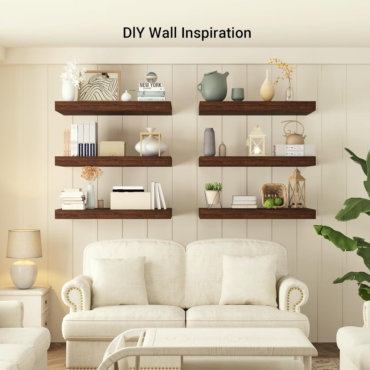 Heimlove 12" Deep Floating Shelves, 36 x 12 Inch Wall Mounted Long Floating Shelf with Invisible