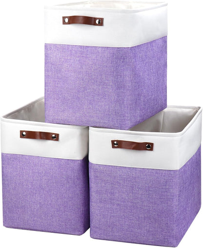 Large Fabric Storage Baskets | 50L Storage Bins, Decorative Linen Closet Baskets with Handles for