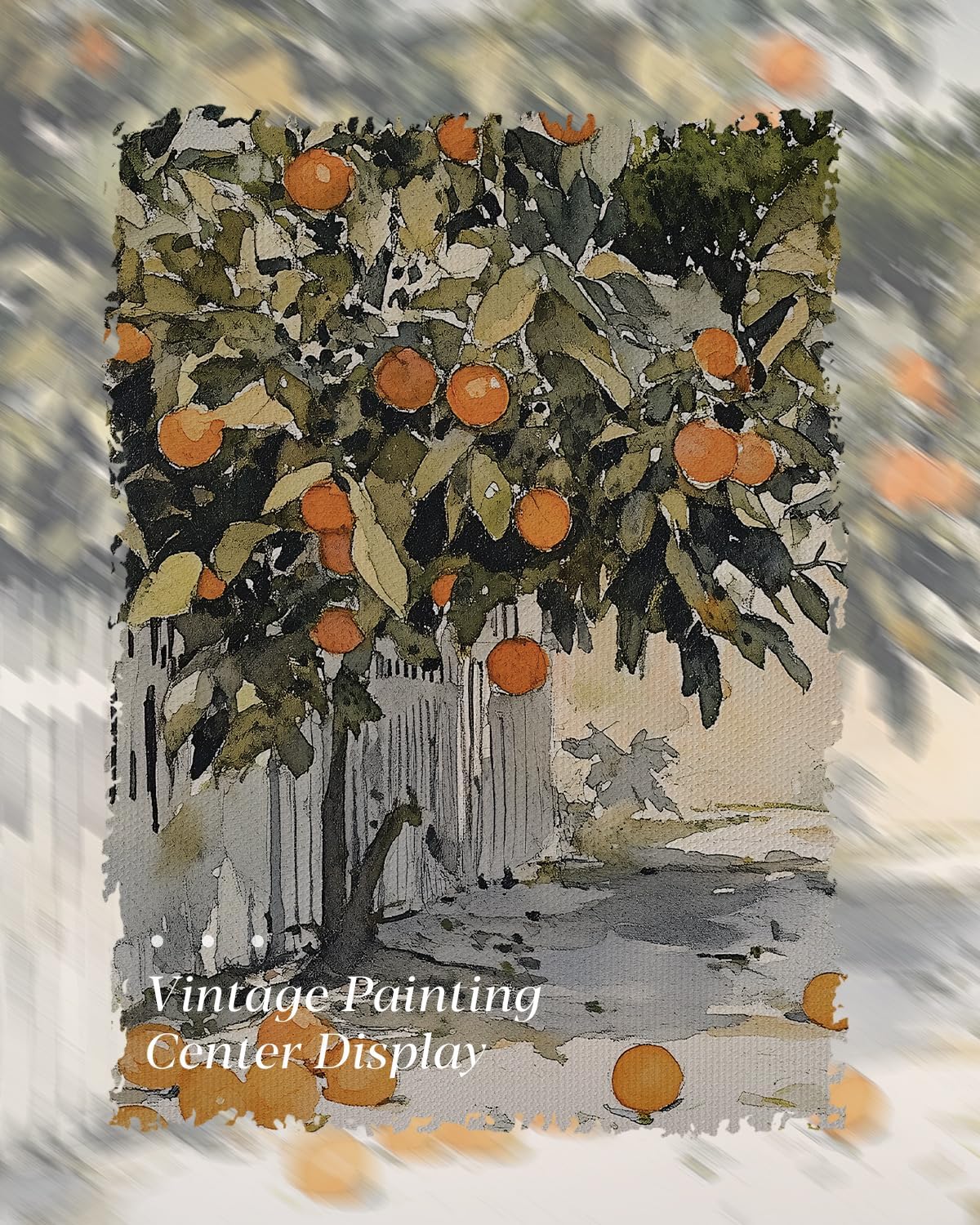 HUARCEY Gold Framed Vintage Wall Art for Living Room Country Orange Trees Earthy Room Decor