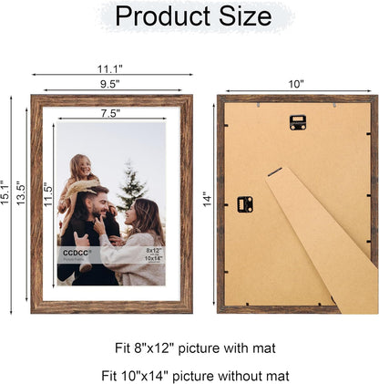 10x14 Picture Frame Set of 4, 10 x 14 Wood Photo Frames with Mat for 8x12 or 30x40cm Diamond