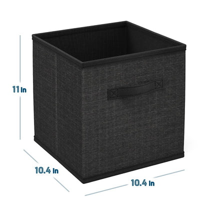 Nestl Foldable Fabric Storage Bins - 6 Cube Organizer with Handles, Black, 11-Inch for Bedroom