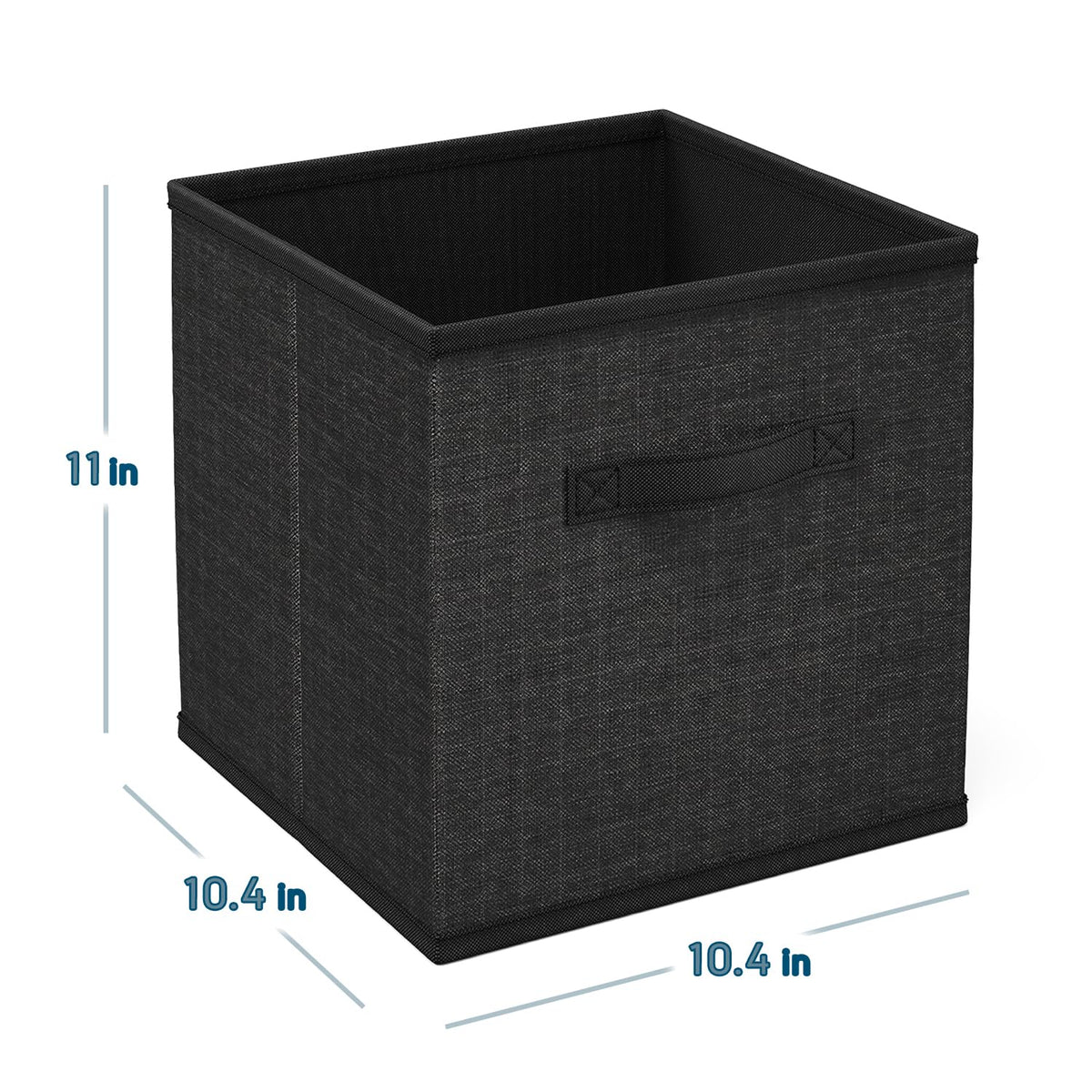 Nestl Foldable Fabric Storage Cubes - 6 Cube Organizer Bins, 11-Inch, Black, Ideal for Bedroom