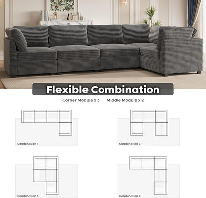 ovios Sectional Sofa Couch with L-Shape Chaise Convertible, Comfy Modular Cloud Couches with Deep