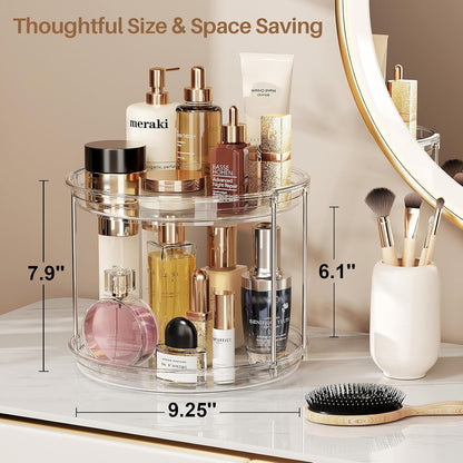 LAMU 2 Pack 2 Tier Lazy Susan Turntable Organizer 9.25'' Rotating Spice Rack Organization for