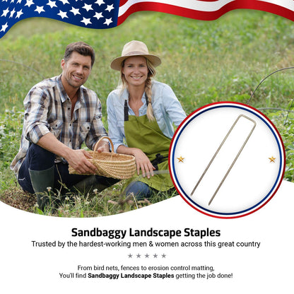 Sandbaggy 1000 Count 6" Landscape Staples | Industrial Grade 11 Gauge Steel | Great for Securing