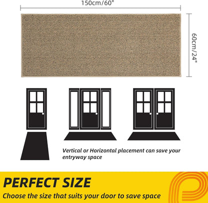 JSEI Dirt Trapper Door Mat 24"x60" Non-Slip Washable Entrance Mat, Dog Doormats, Absorbent &