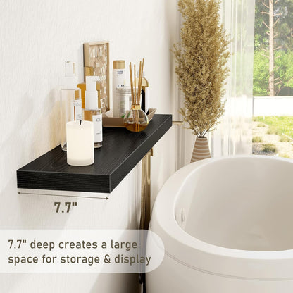 Black Floating Shelves Wall Shelf 40 Inch, 8 Inch Deep Floating Shelf for Wall, Farmhouse Black