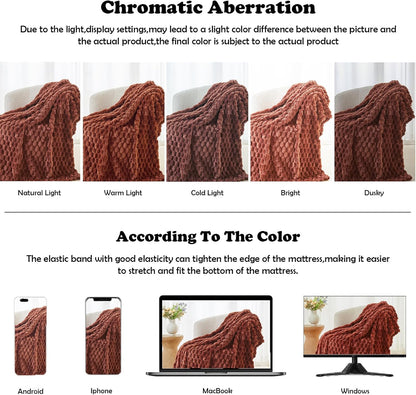 NEWCOSPLAY Super Soft Queen Blanket Coffee Premium Silky Flannel Fleece 3D Clouds Stylish Jacquard