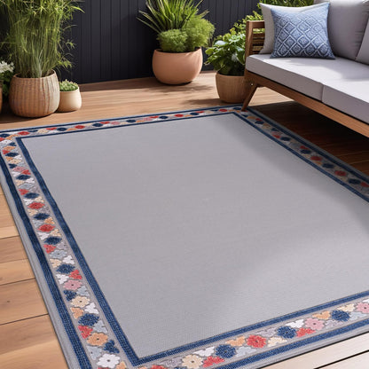 Beverly Rug Outdoor Rug 5x7 Modern Bordered Area Rugs for Indoor and Outdoor Patio Easy to Clean